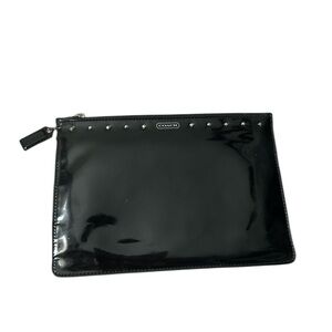 NWOT Coach patent Black Leather Pouch silver studs tag med size nice 😊 new
